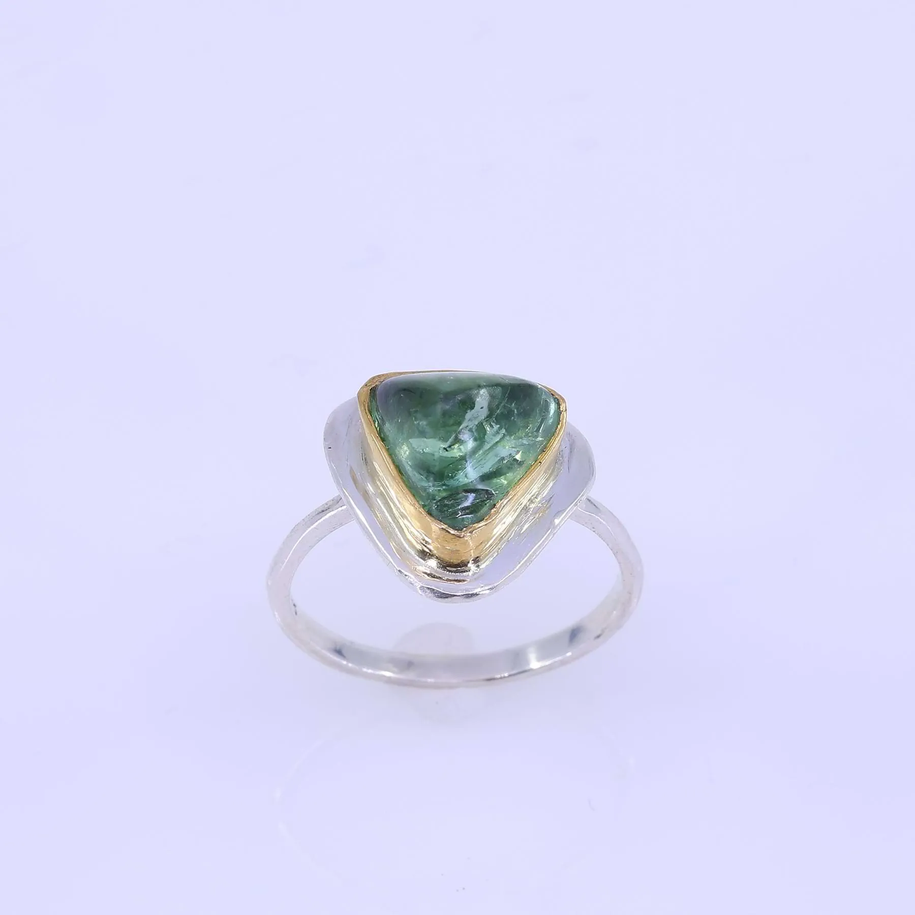 Bogata - Green Tourmaline Mixed Metal Ring