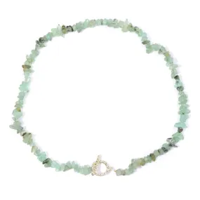 Bohemia Blue Aquamarine Chips Beaded Necklace