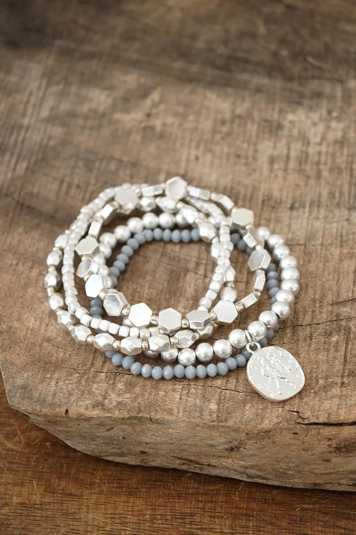 Bohemian Bracelet Set with a Coin