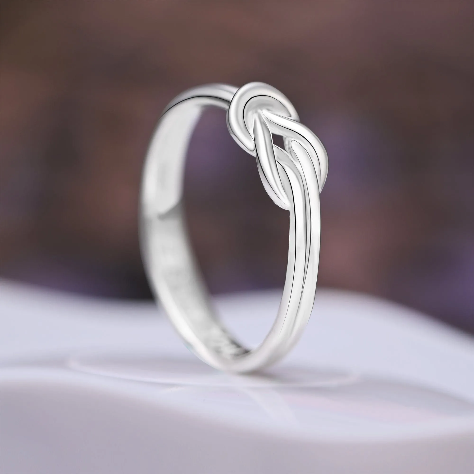 Braided Knot Silver Promise Rings for Her