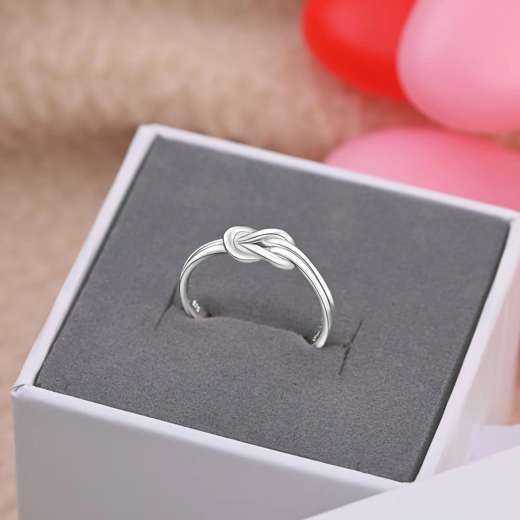 Braided Knot Silver Promise Rings for Her