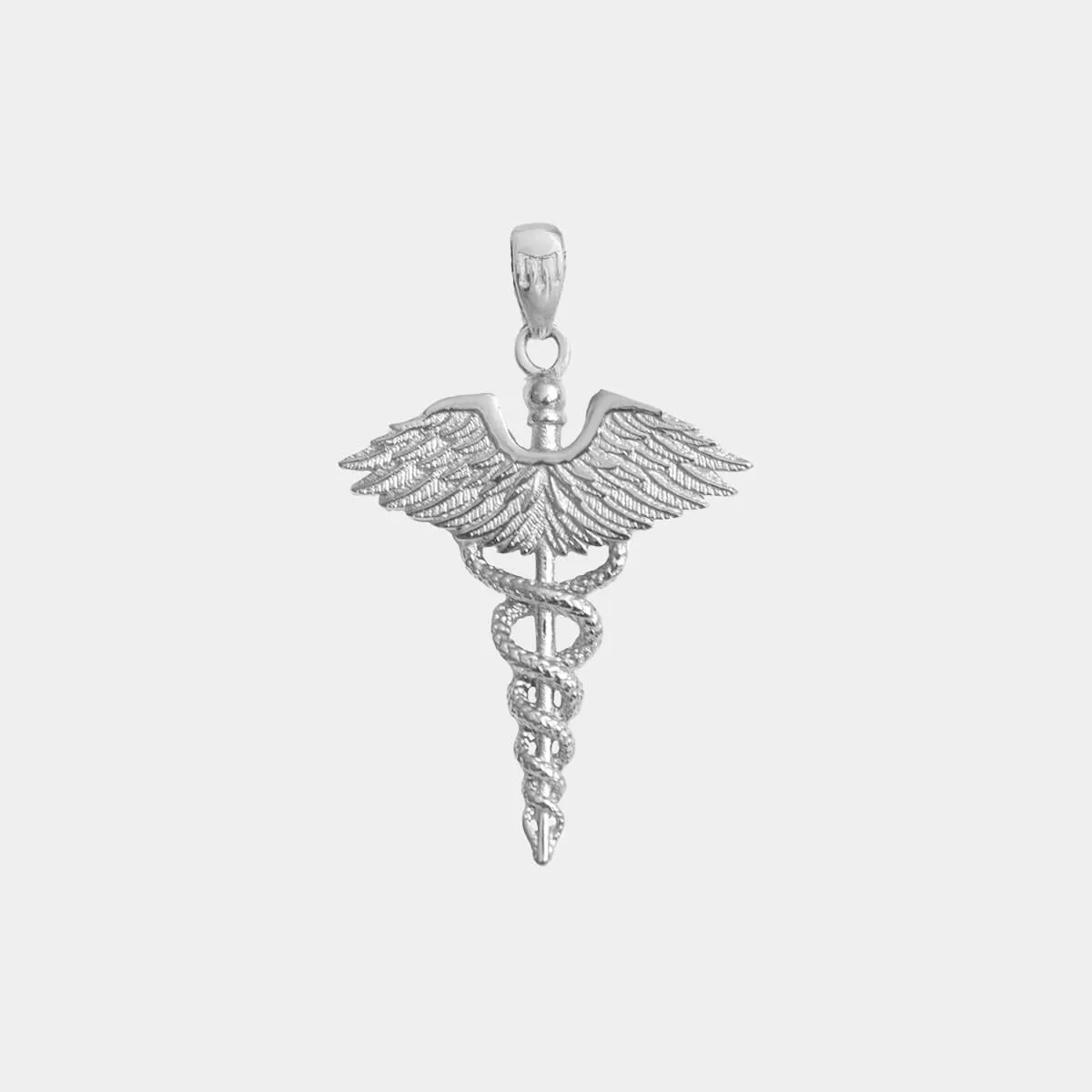 Caduceus Pendant - White Gold