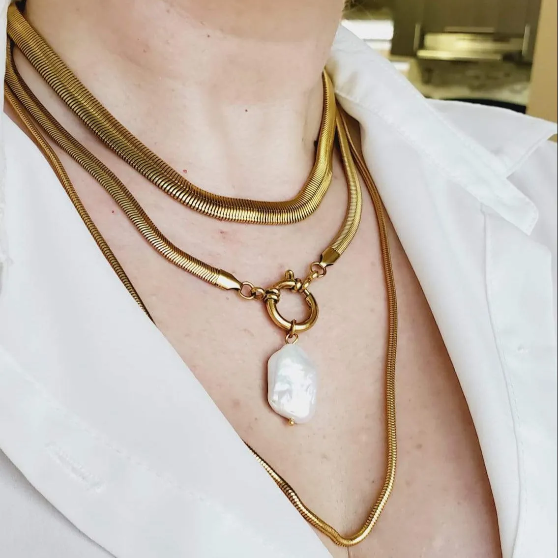 Cassie Golden Snake Necklace