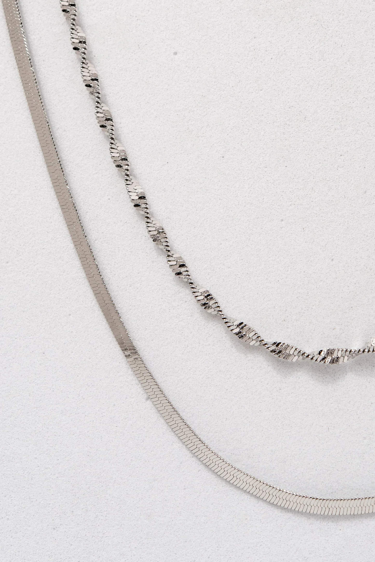 Celia Double Chain Necklace - Silver