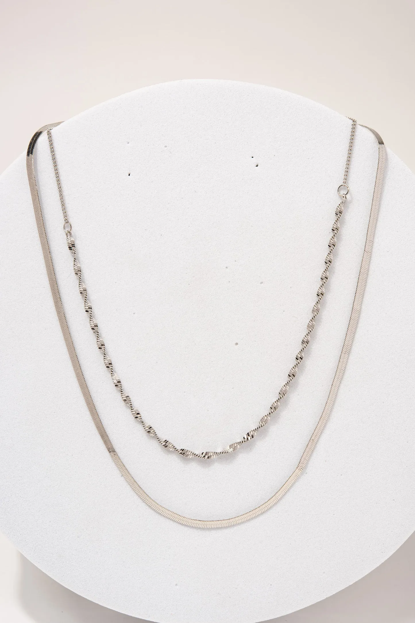 Celia Double Chain Necklace - Silver