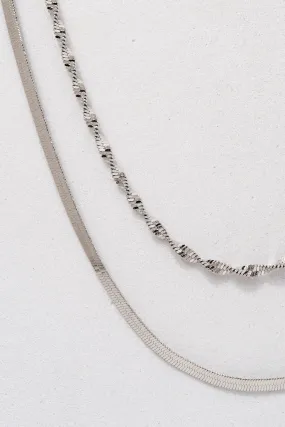 Celia Double Chain Necklace - Silver