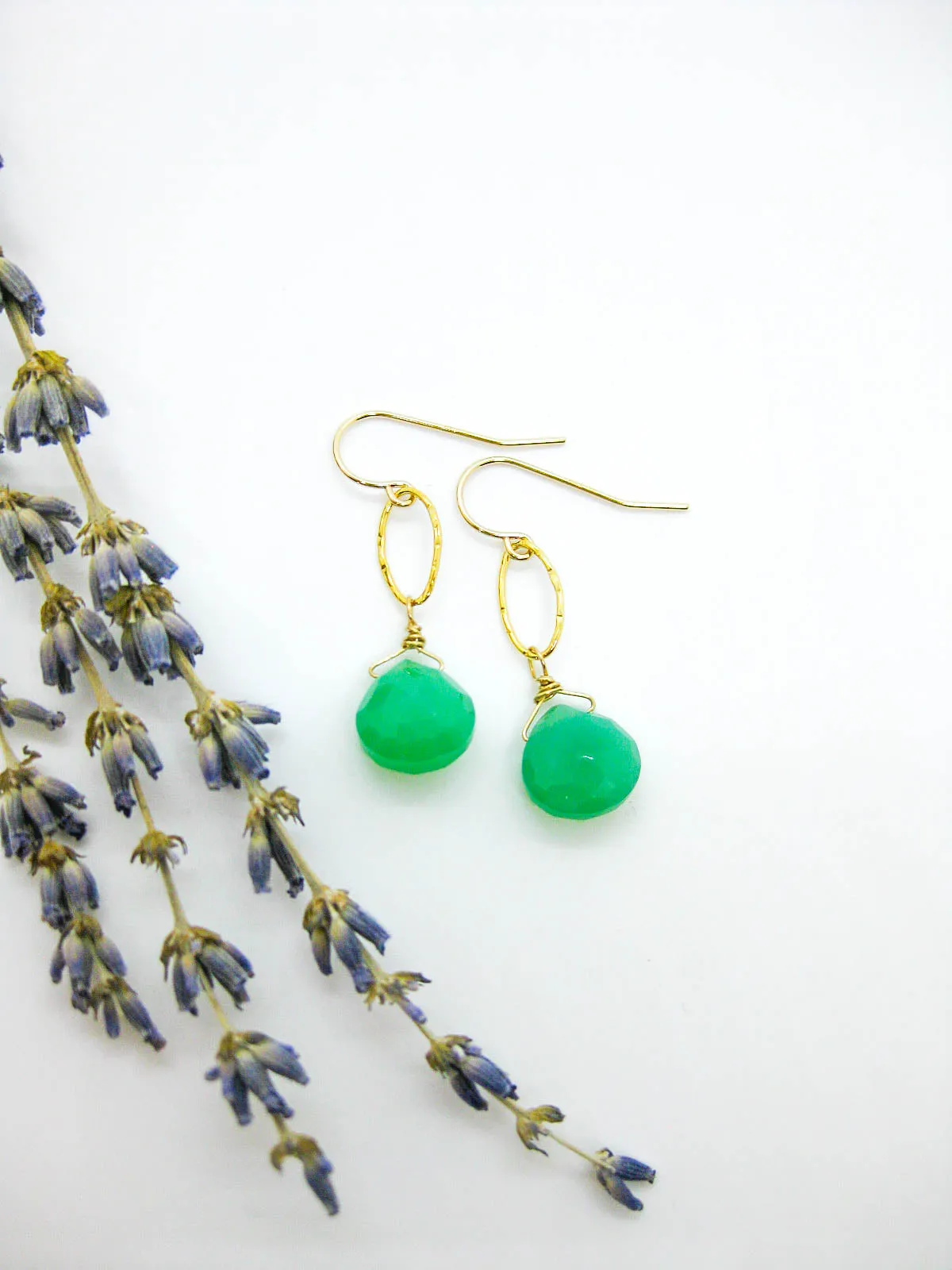 Chrysanthe: Chrysoprase Earrings - e681