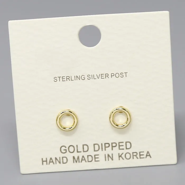 Circle Gold Dipped Stud Earrings