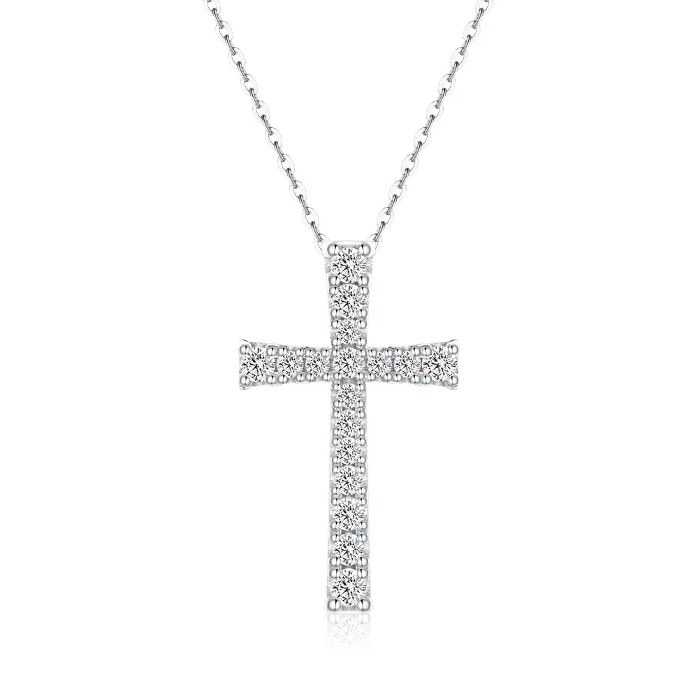 Classic Moissanite Diamond Cross Pendant