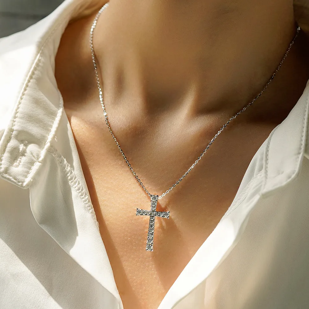 Classic Moissanite Diamond Cross Pendant