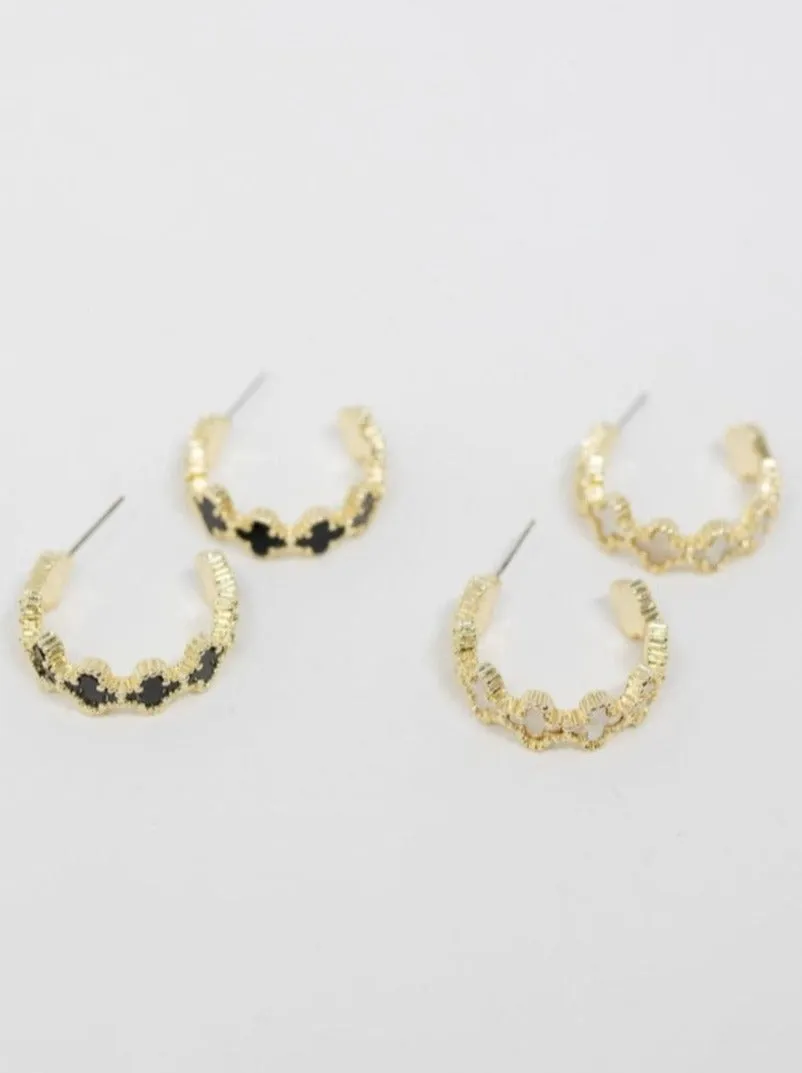 Enchanting Clover Blossom Decorative Hoop Earrings