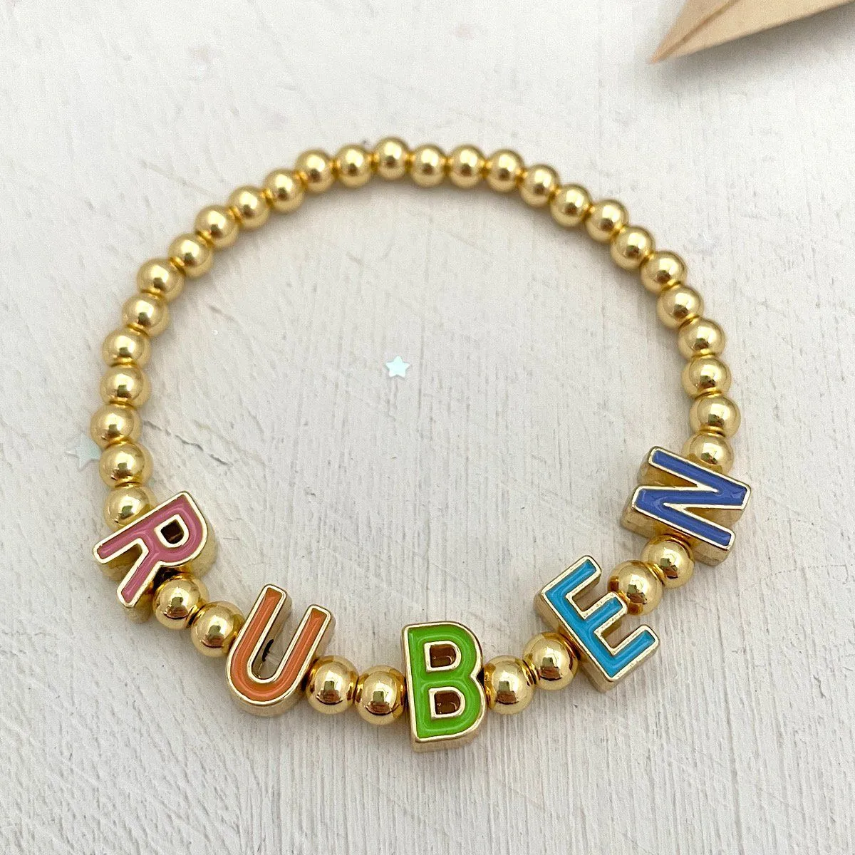 Color Pop Letter Bead Bracelet