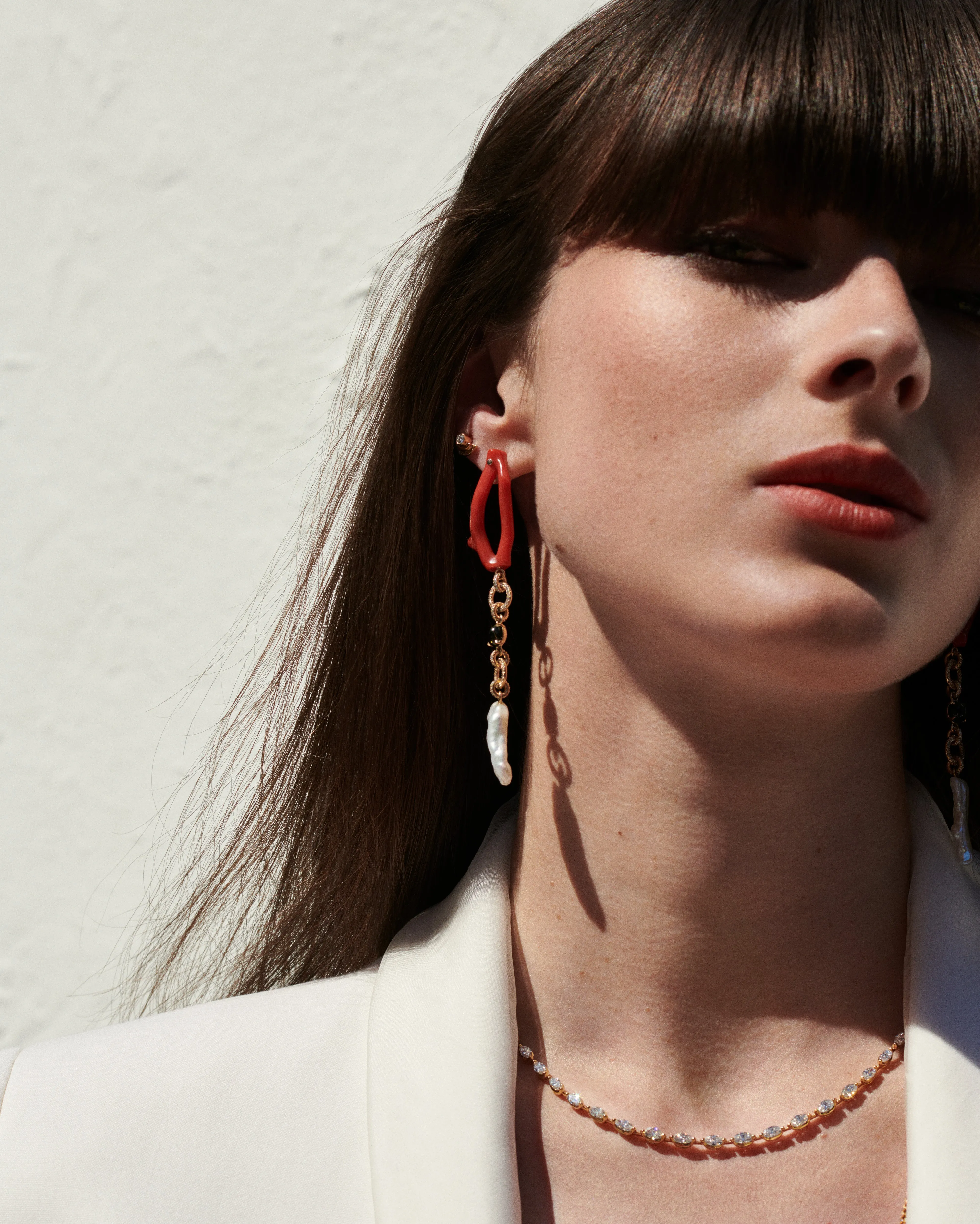 Coral & Pearl Drop Earrings