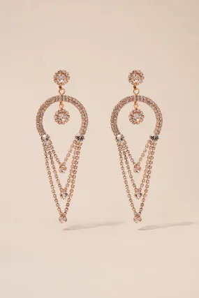 Crescent Half Hoop Drop Rhinestone Post Earrings