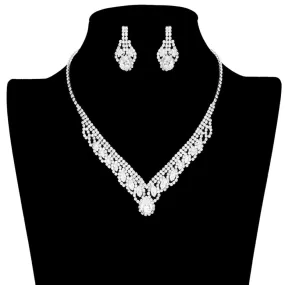 Cubic Zirconia CZ Teardrop Marquise Accented Jewelry Set