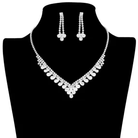 Cubic Zirconia CZ Teardrop Stone Cluster Jewelry Set