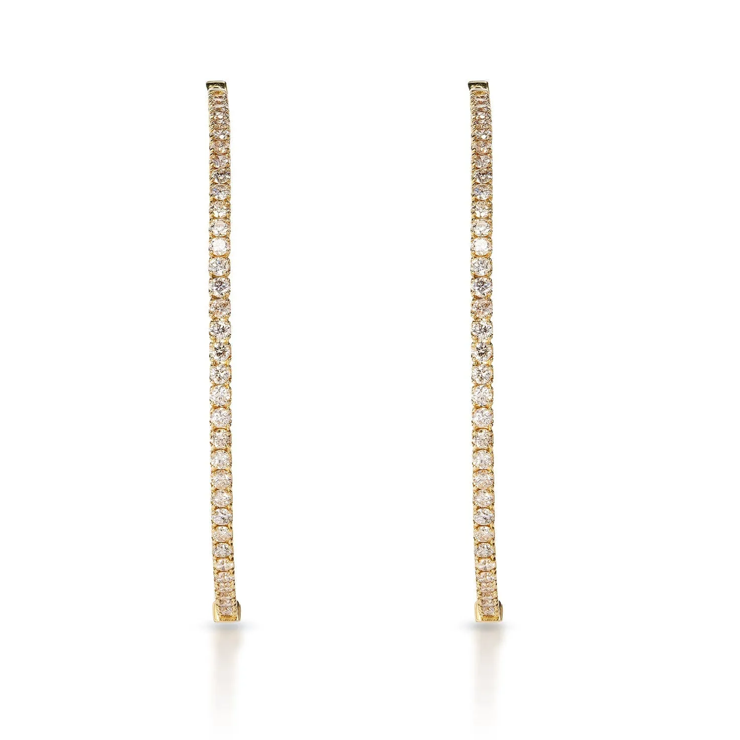 Cynthia 4 Carat Round Brilliant Diamond Hoop Earrings in 14k Yellow Gold