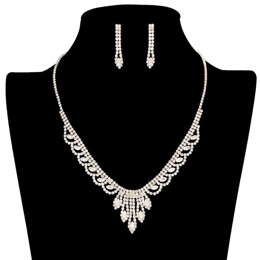 CZ Marquise Stone Accented Necklace Earring Set