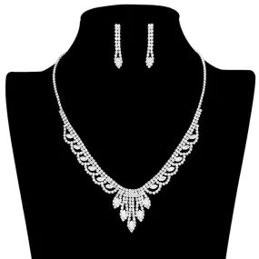 CZ Marquise Stone Accented Necklace Earring Set