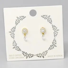 CZ Pave Gold Dipped Stud Earrings