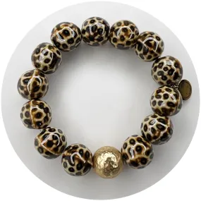 Dark Brown Leopard Ceramic with Hammered Gold Accent