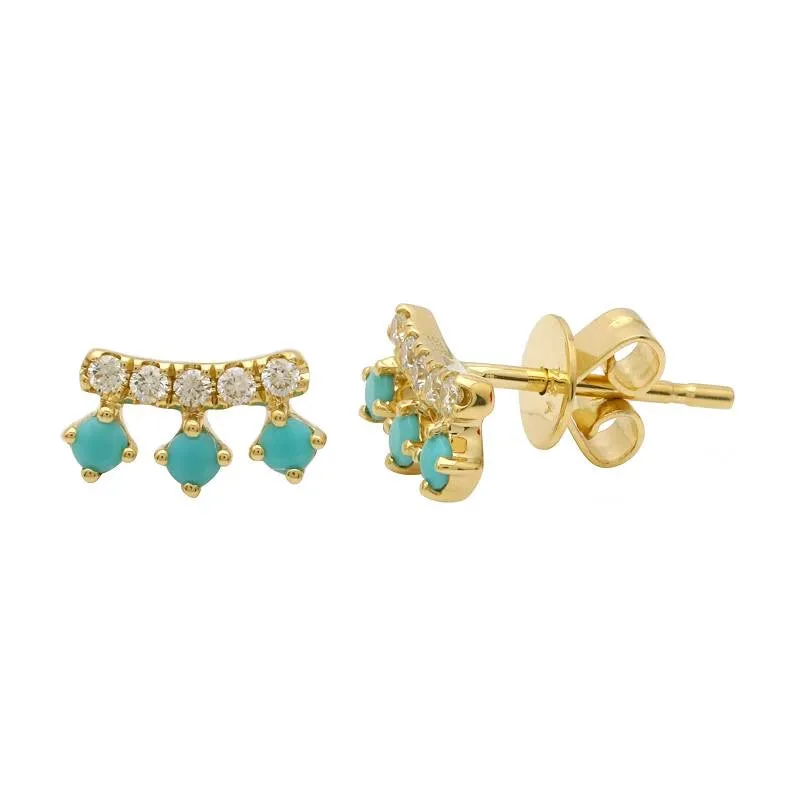 Diamond Bar and Three Gemstone Earring