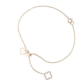 Diamond Clover Lariat Bolo Bracelet