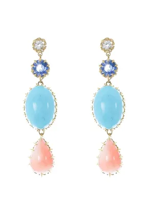 Diamond Coral Drop Earrings