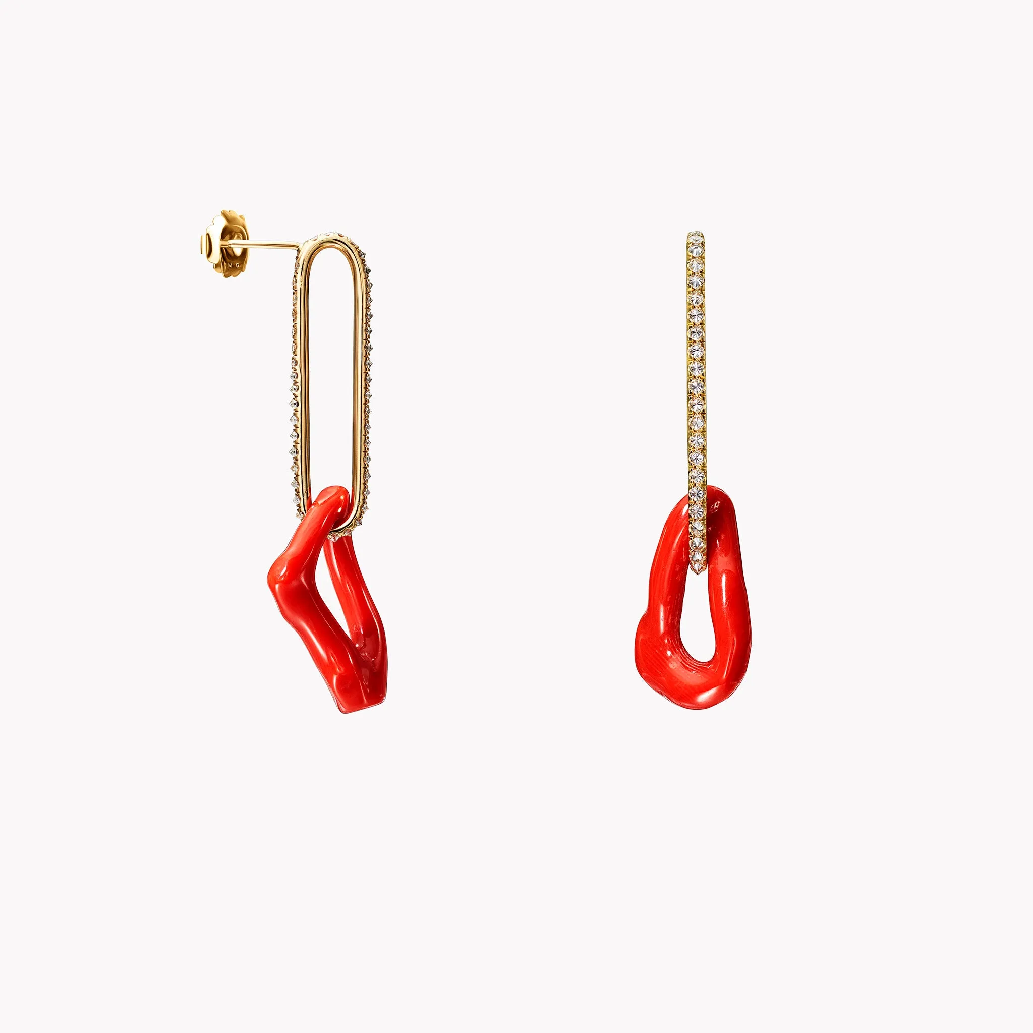 Diamond Pave Coral Drop Earrings