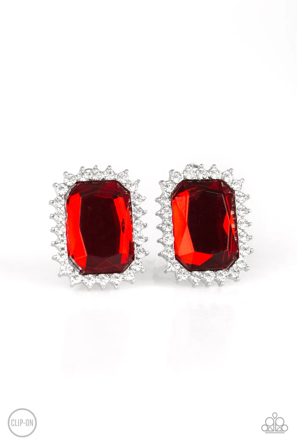 Downtown Dapper - Red Clip-On Earring