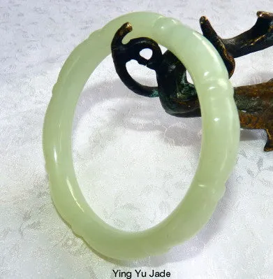 Dynasty Carved Chinese Jade Bangle Bracelet 65mm (NJ-CARV-31-65)