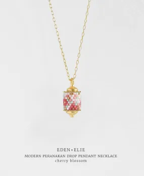 EDEN   ELIE Modern Peranakan drop pendant necklace - cherry blossom