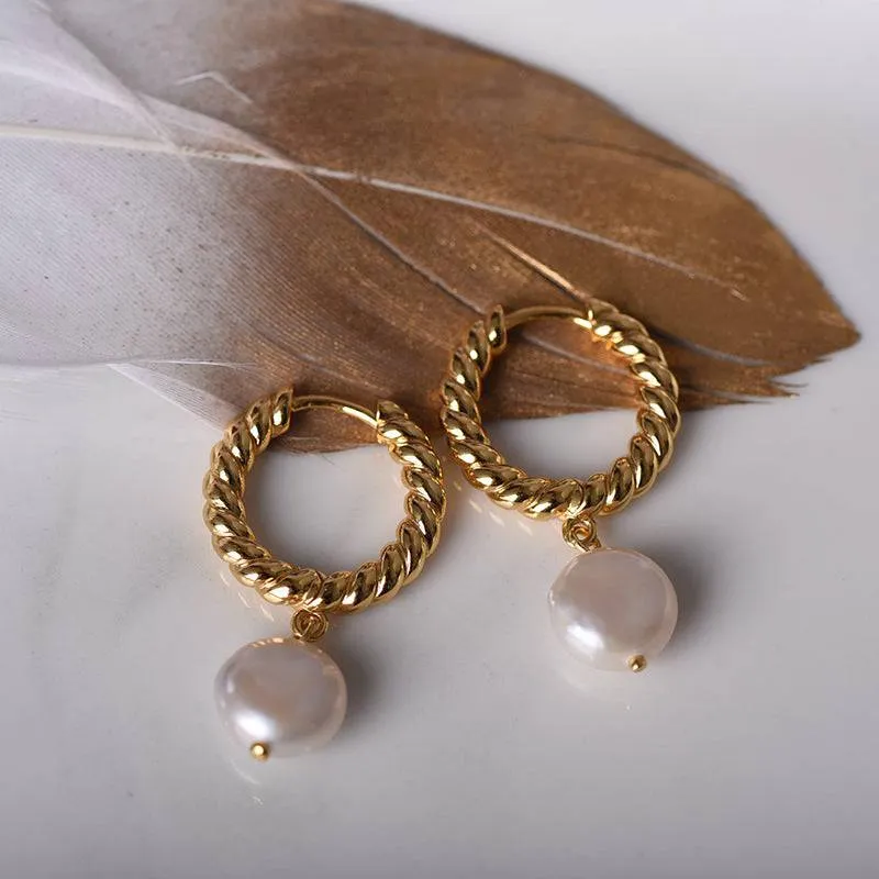 Elegant Gold Vermeil Drop Earrings with Pearls