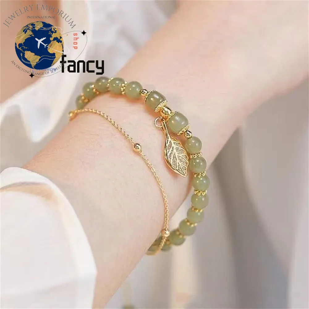 Elegant Hetian Jasper Golden Branch Bracelet - Chic Jewelry Gift for Young Women