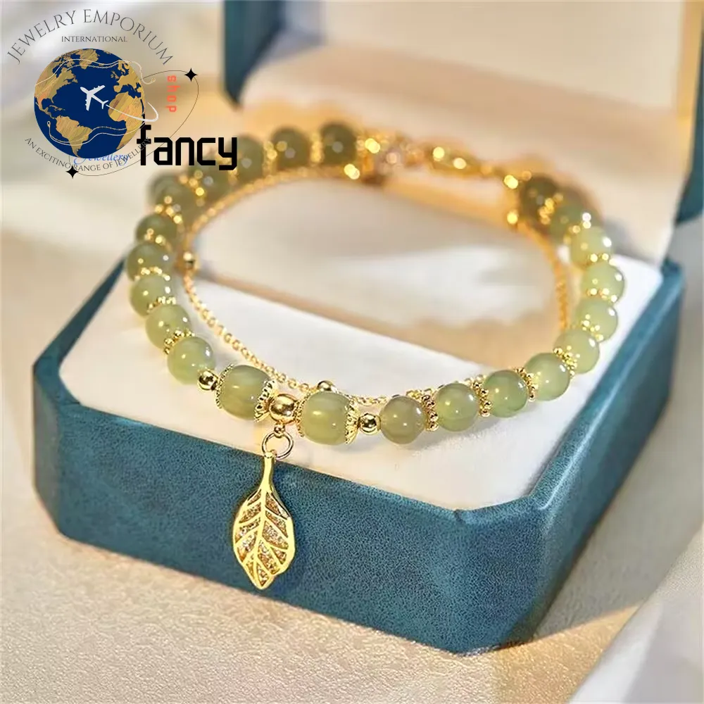 Elegant Hetian Jasper Golden Branch Bracelet - Chic Jewelry Gift for Young Women