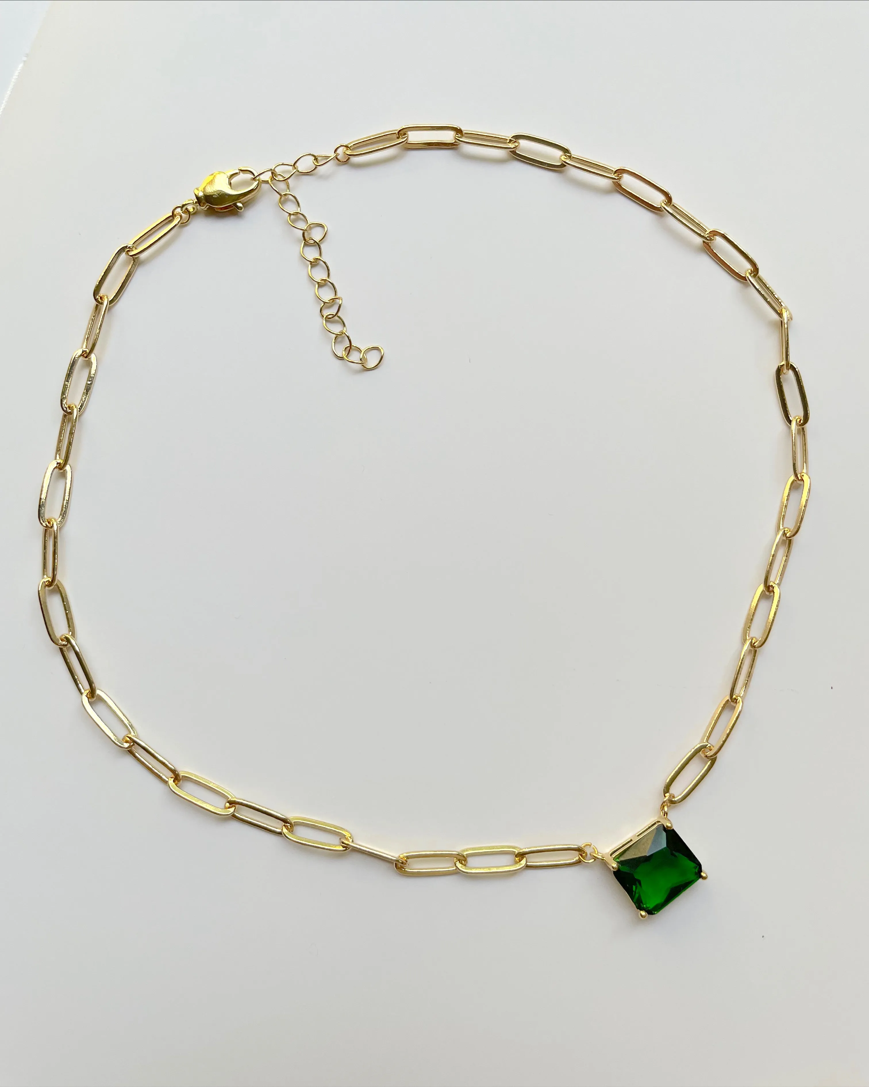 Emerald crystal pendant necklace