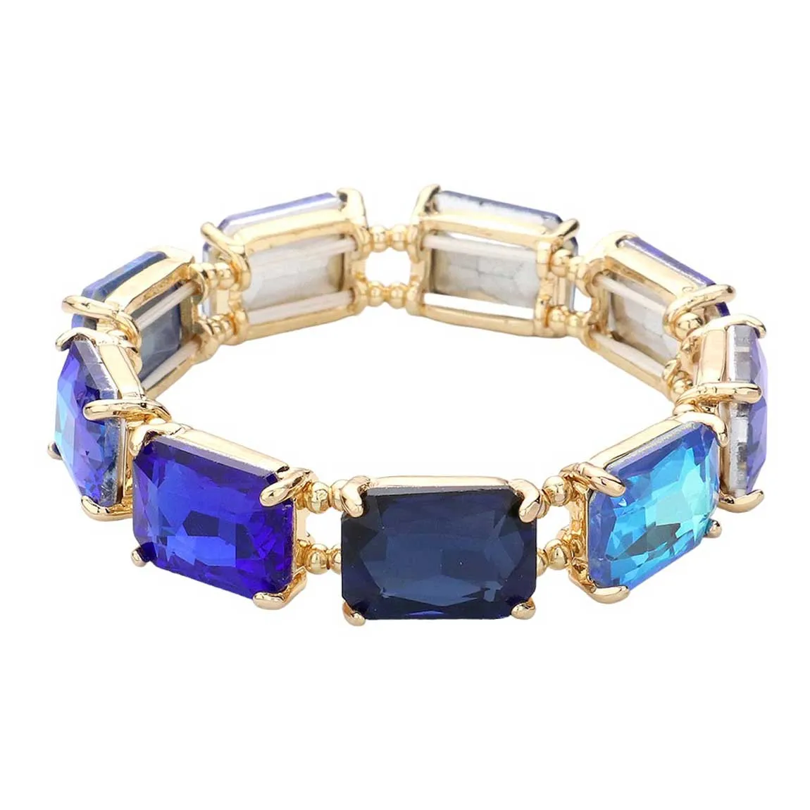 Emerald Cut Stone Stretch Evening Bracelet