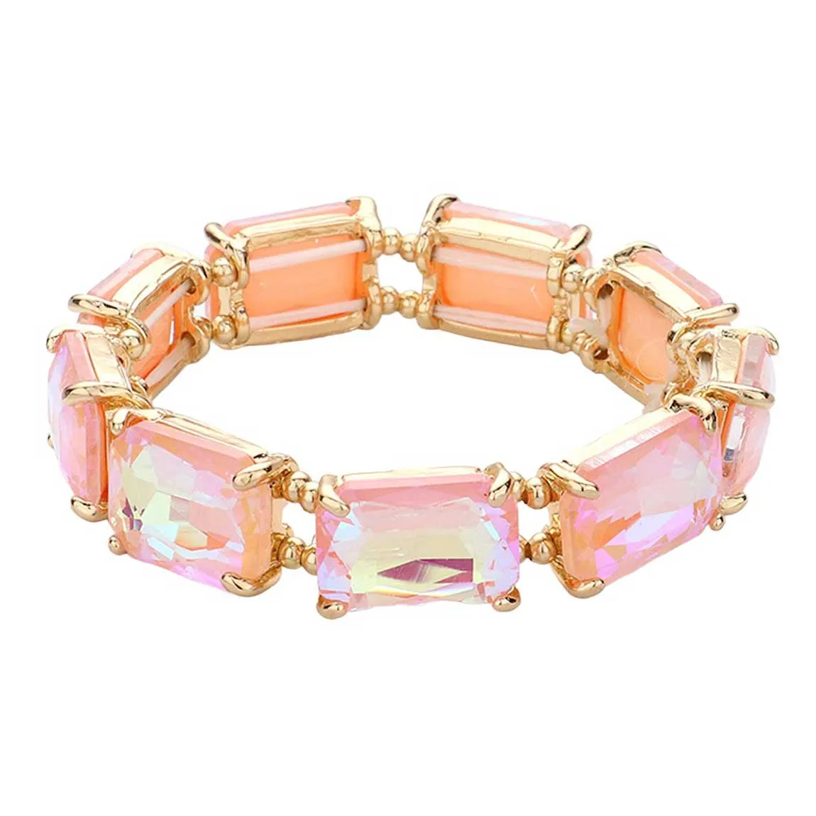 Emerald Cut Stone Stretch Evening Bracelet