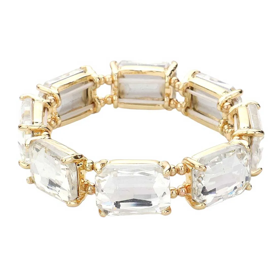 Emerald Cut Stone Stretch Evening Bracelet