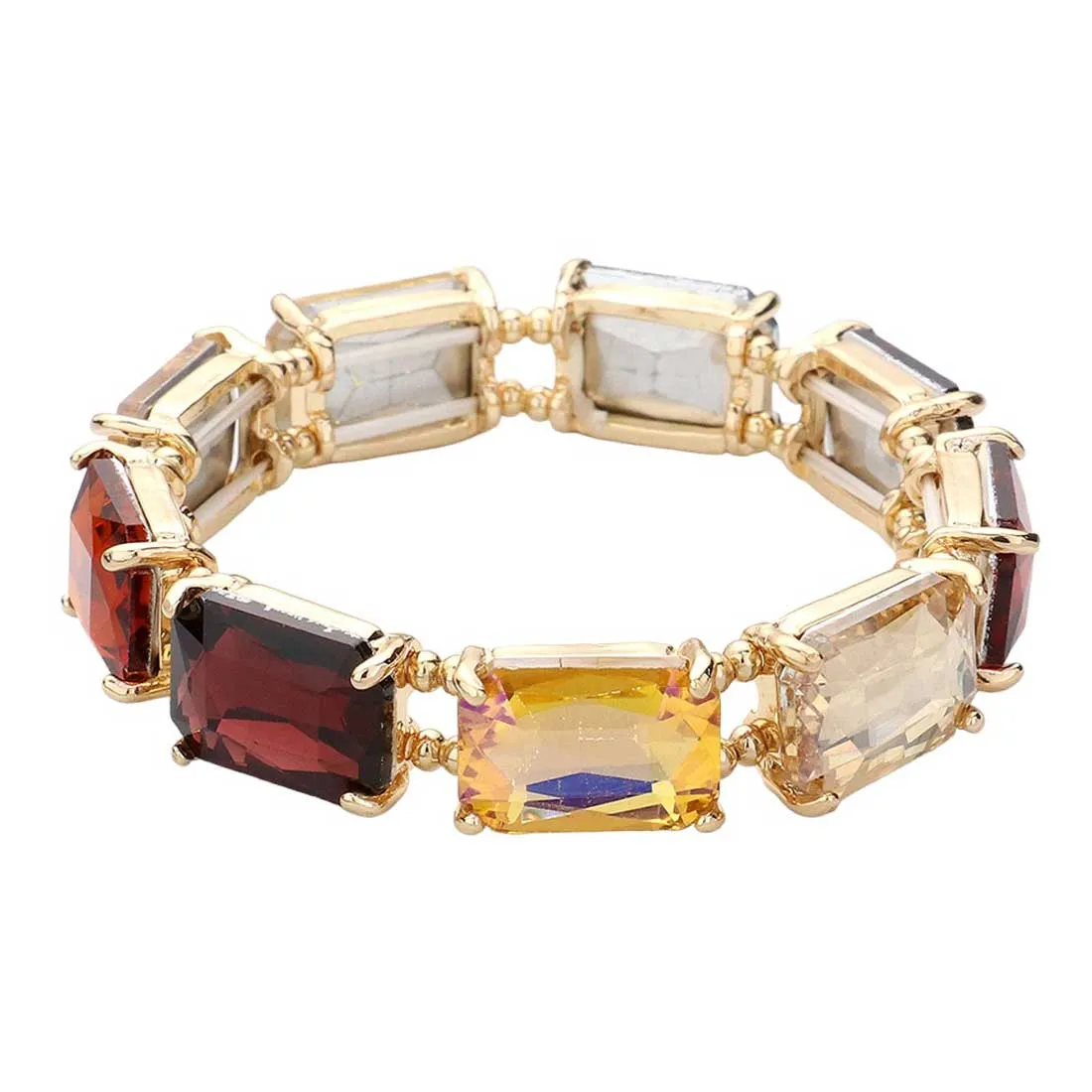 Emerald Cut Stone Stretch Evening Bracelet