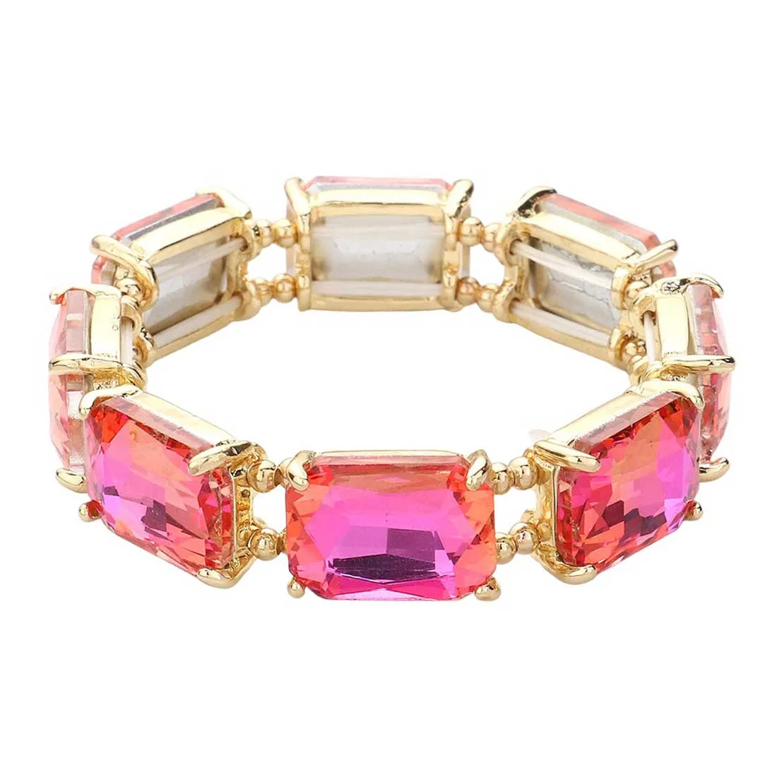 Emerald Cut Stone Stretch Evening Bracelet