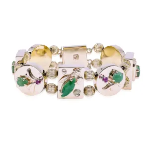 ESTATE 14K YELLOW GOLD JADEITE SLIDE BRACELET