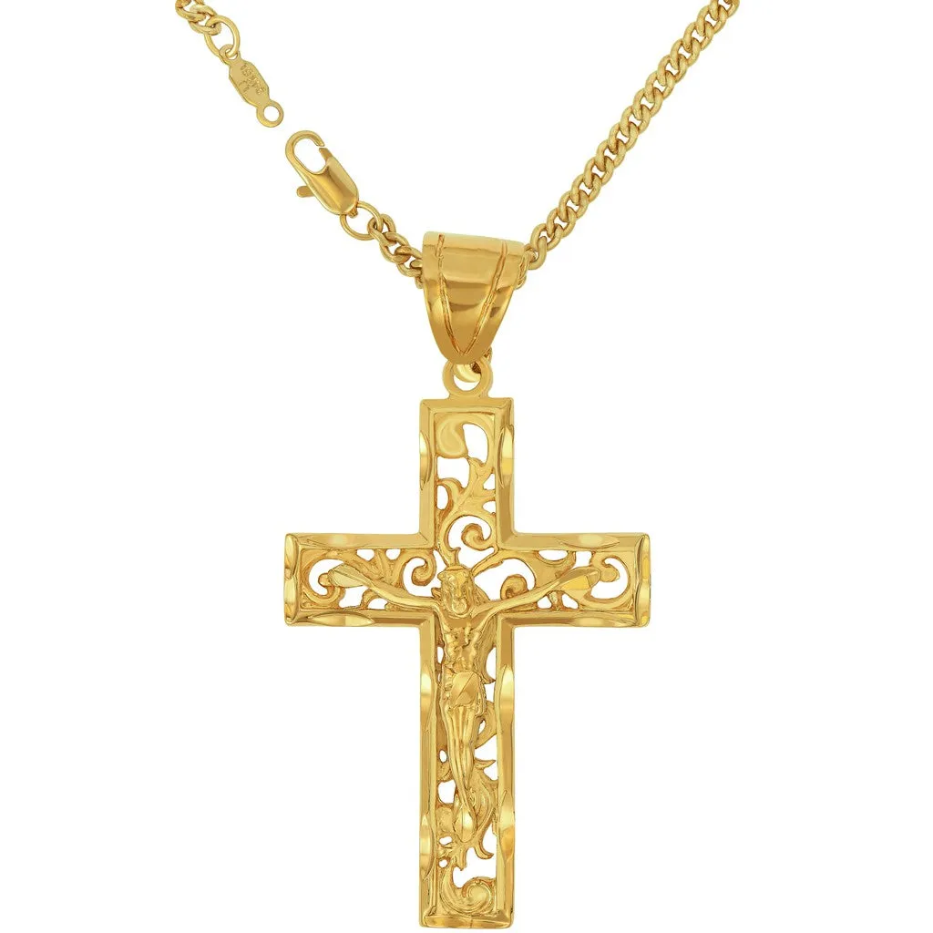 Filigree Cross Necklace Pendant with or without 20" Chain