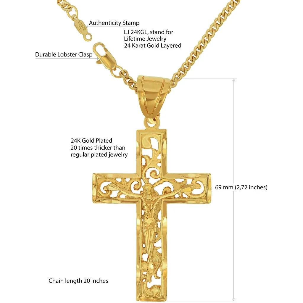 Filigree Cross Necklace Pendant with or without 20" Chain