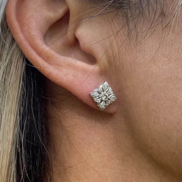 Filigree Diamond Stud Earrings