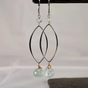 First Frost - Aquamarine Long Drop Earrings