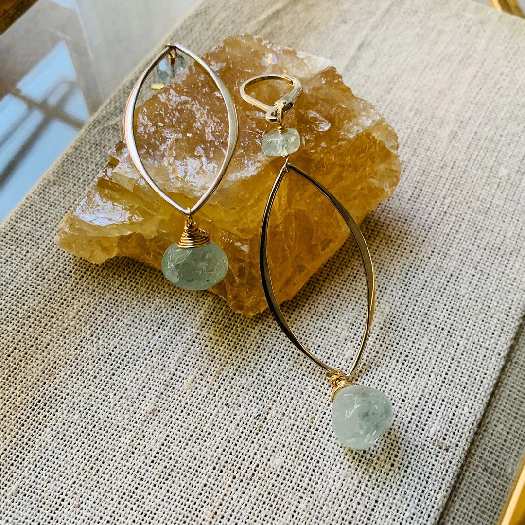 First Frost - Aquamarine Long Drop Earrings