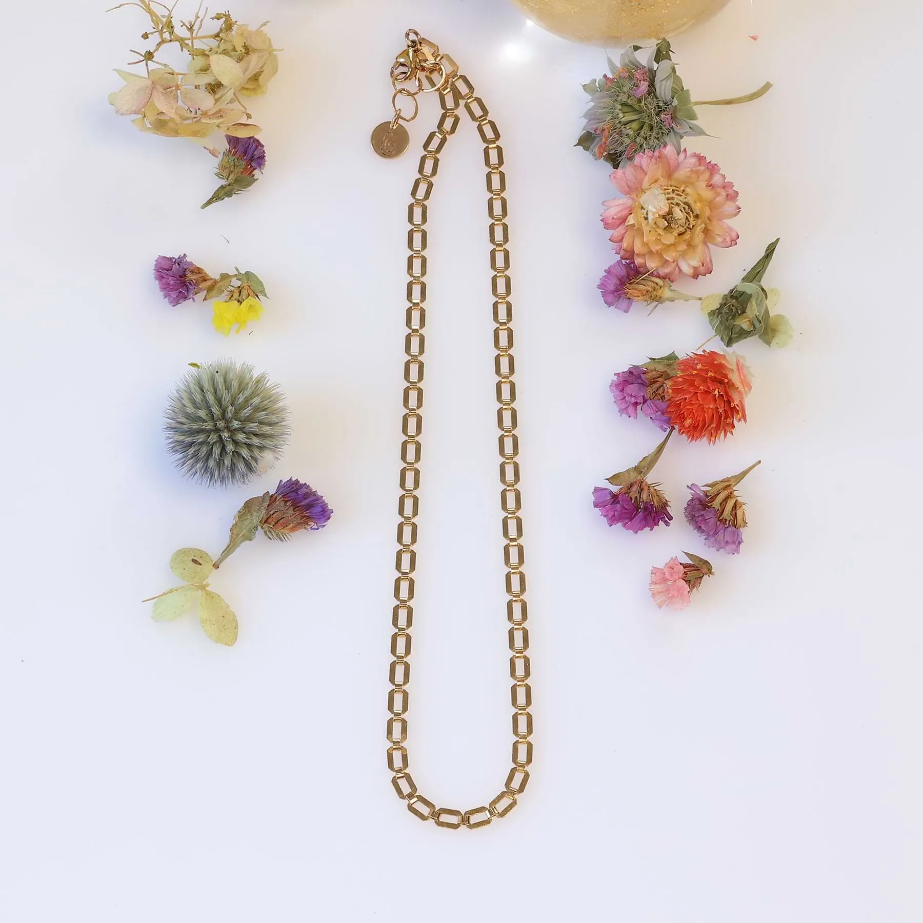 Florence - Gold Beveled Chain Necklace