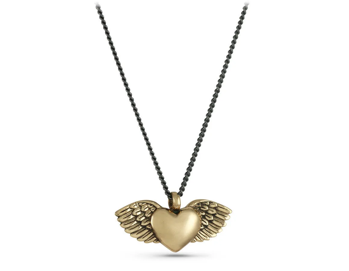 Flying Heart Necklace - Bronze