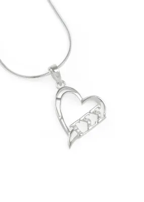 Gamma Sigma Sigma Tilted Heart Pendant with Simulated Diamonds